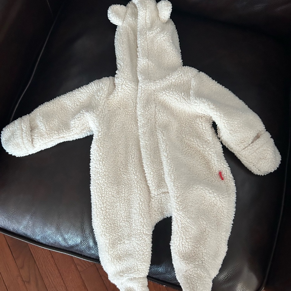 Magnetic Me Cream Fleece newborn snowsuit